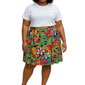 Vintage Andrea Gayle Vintage Tropical Print Plus Size Skirt Size 16